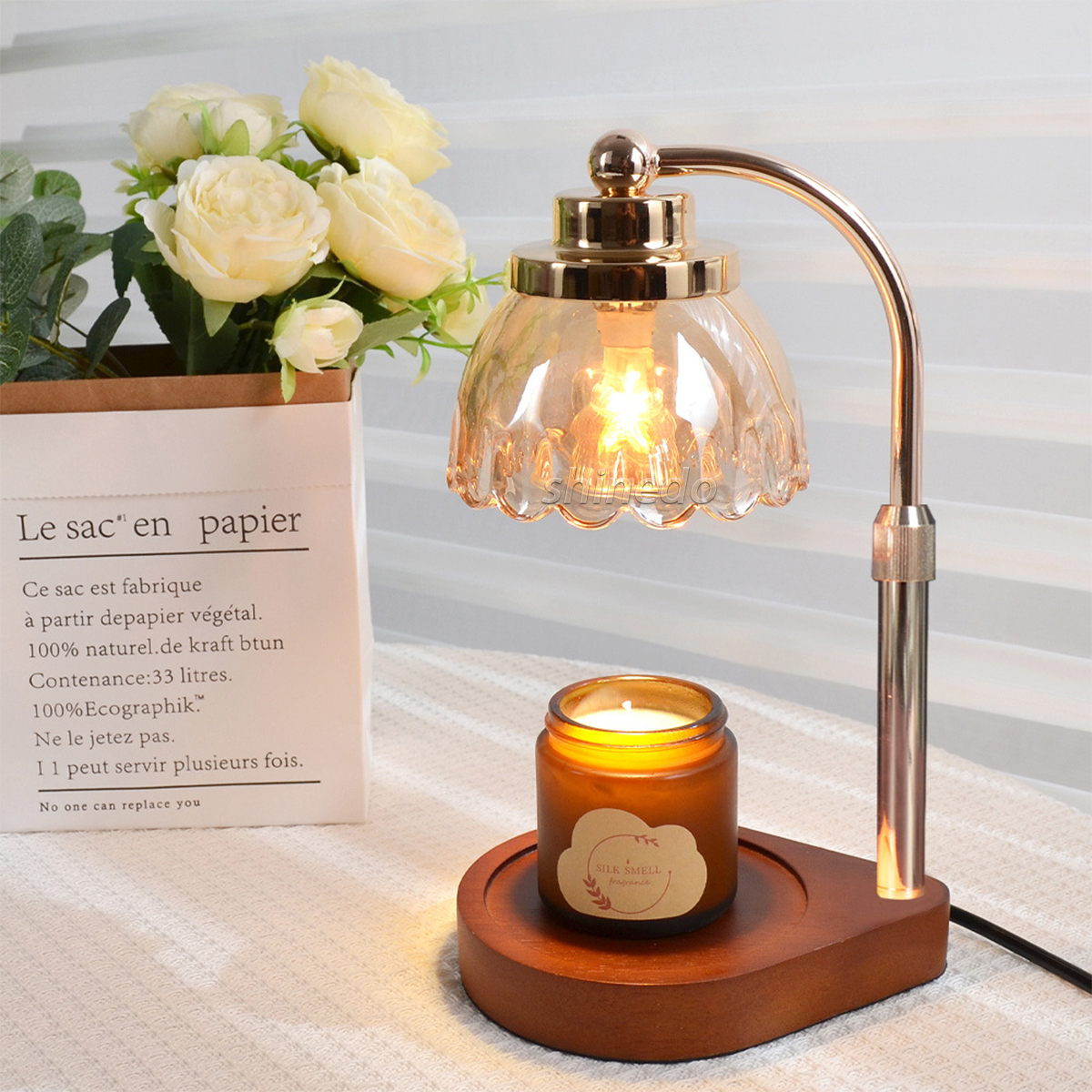 Candle Warmer Lamp with Timer and Dimmer Electric Amber Glass Candle Warmer Light Gifts Melt Wax Warmer Lamp
