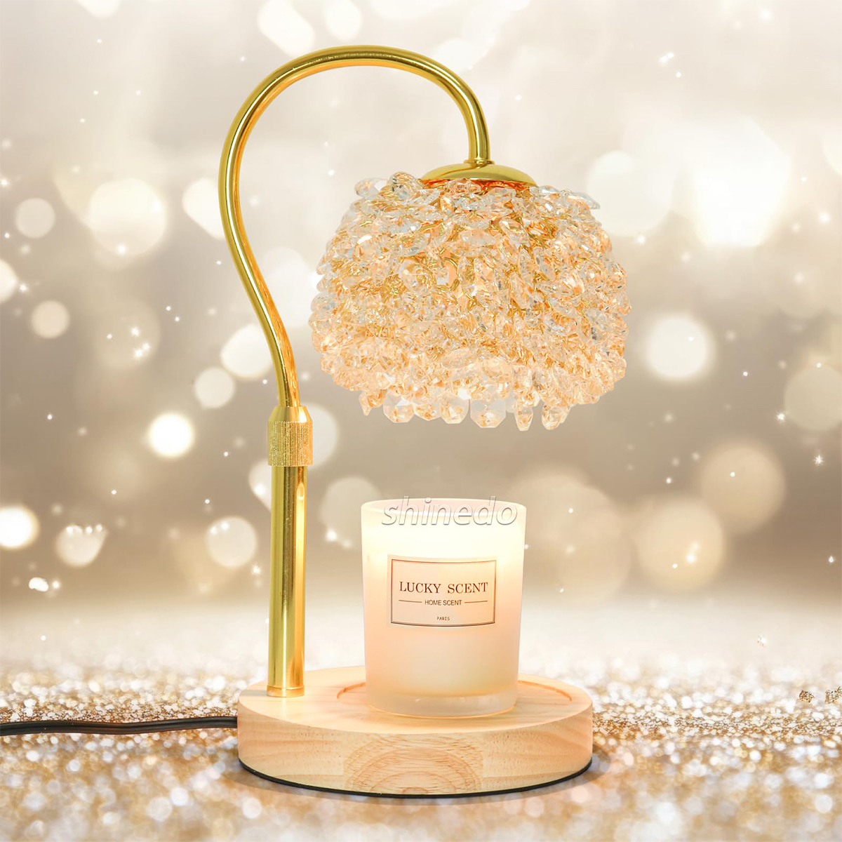 Exquisite Dome Crystal Candle Warmer Lamp with Clear/Gray Diamond Shade Candle Heater Lamp Wholesale Home Bedroom Decoration