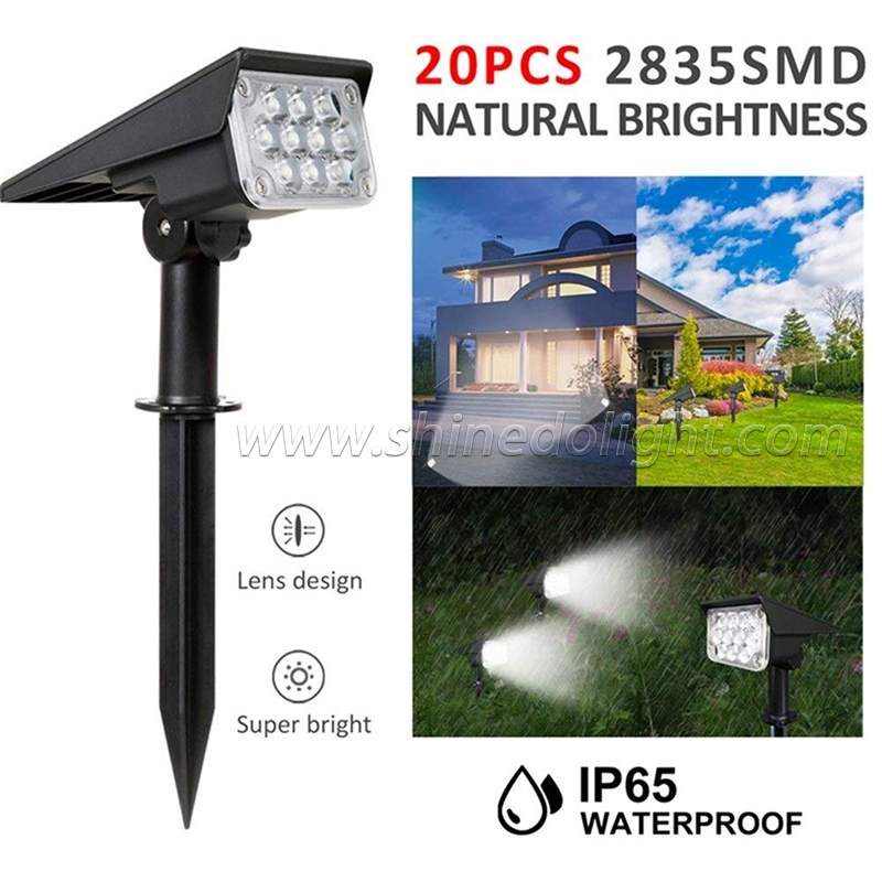 IP65 Waterproof LED Landscape Lights with Stake Adjustable Spotlight Garden Solar Landscape Light for Outdoor Pathway Garden SD-SL1725