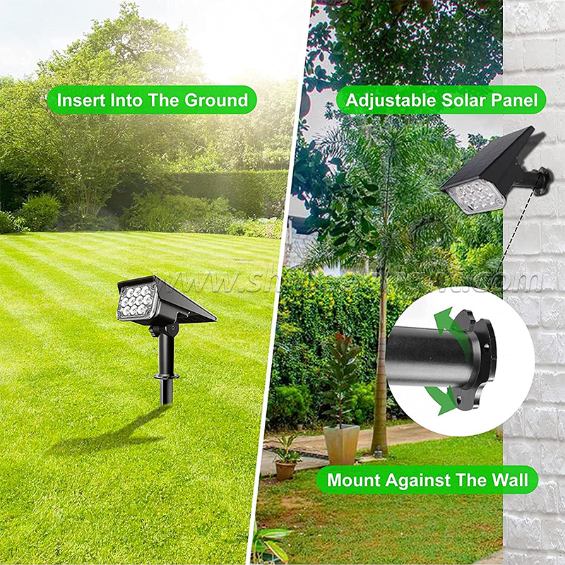 IP65 Waterproof LED Landscape Lights with Stake Adjustable Spotlight Garden Solar Landscape Light for Outdoor Pathway Garden SD-SL1725