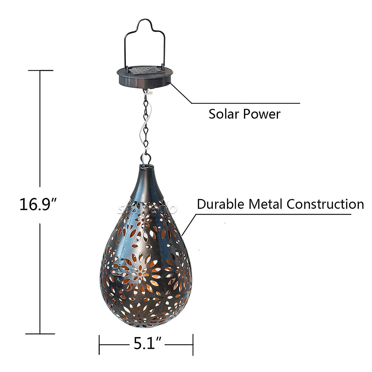 Solar Powered LED Hanging Lantern IP65 Waterproof Outdoor Garden Light for Yard Fence Flower Decorative SD-SL1881