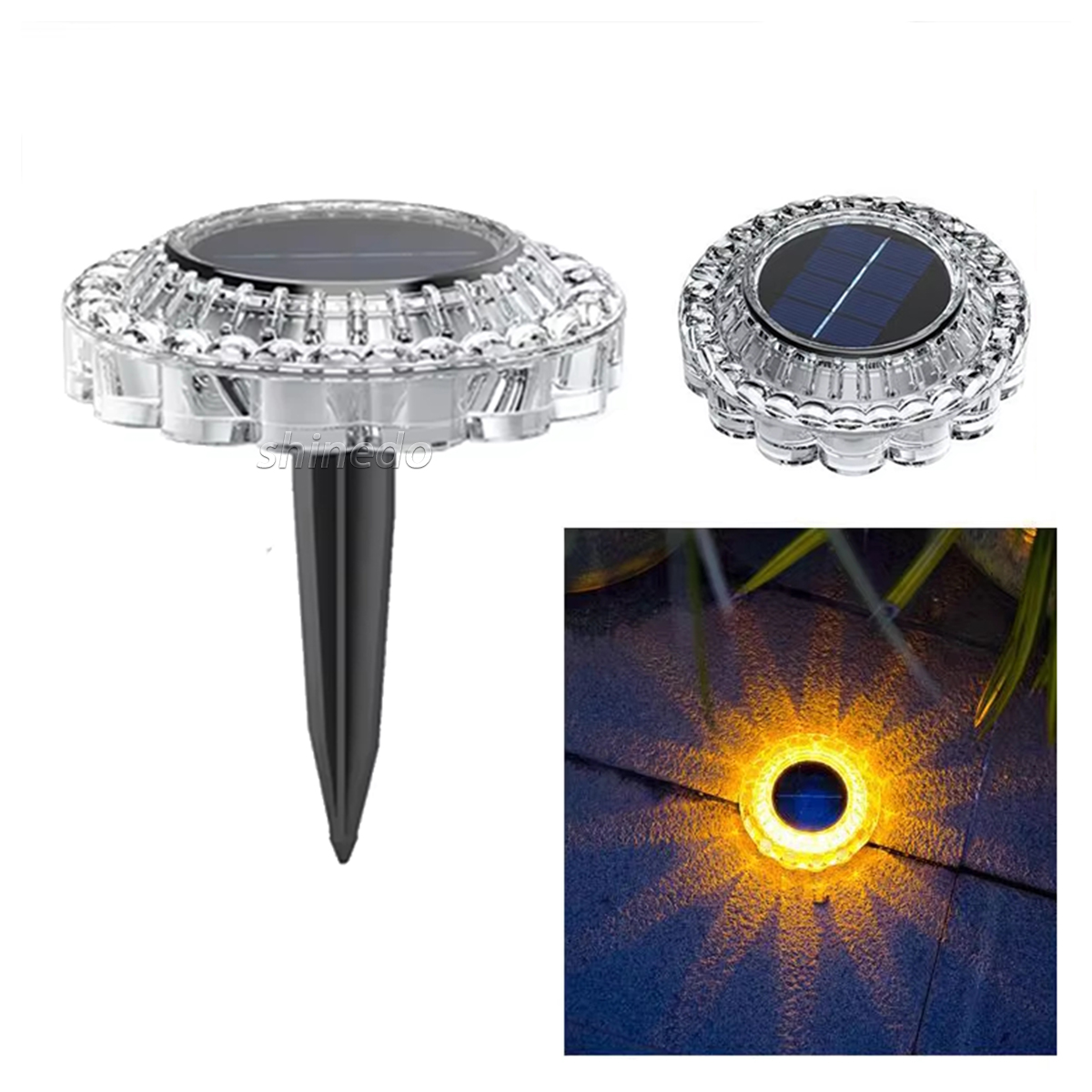 Warm White Solar Disk Ground Light Dusk to Dawn Garden Pathway Decorative Outdoor Waterproof LED Landscape Lighting Lawn Pathway SD-SL2039