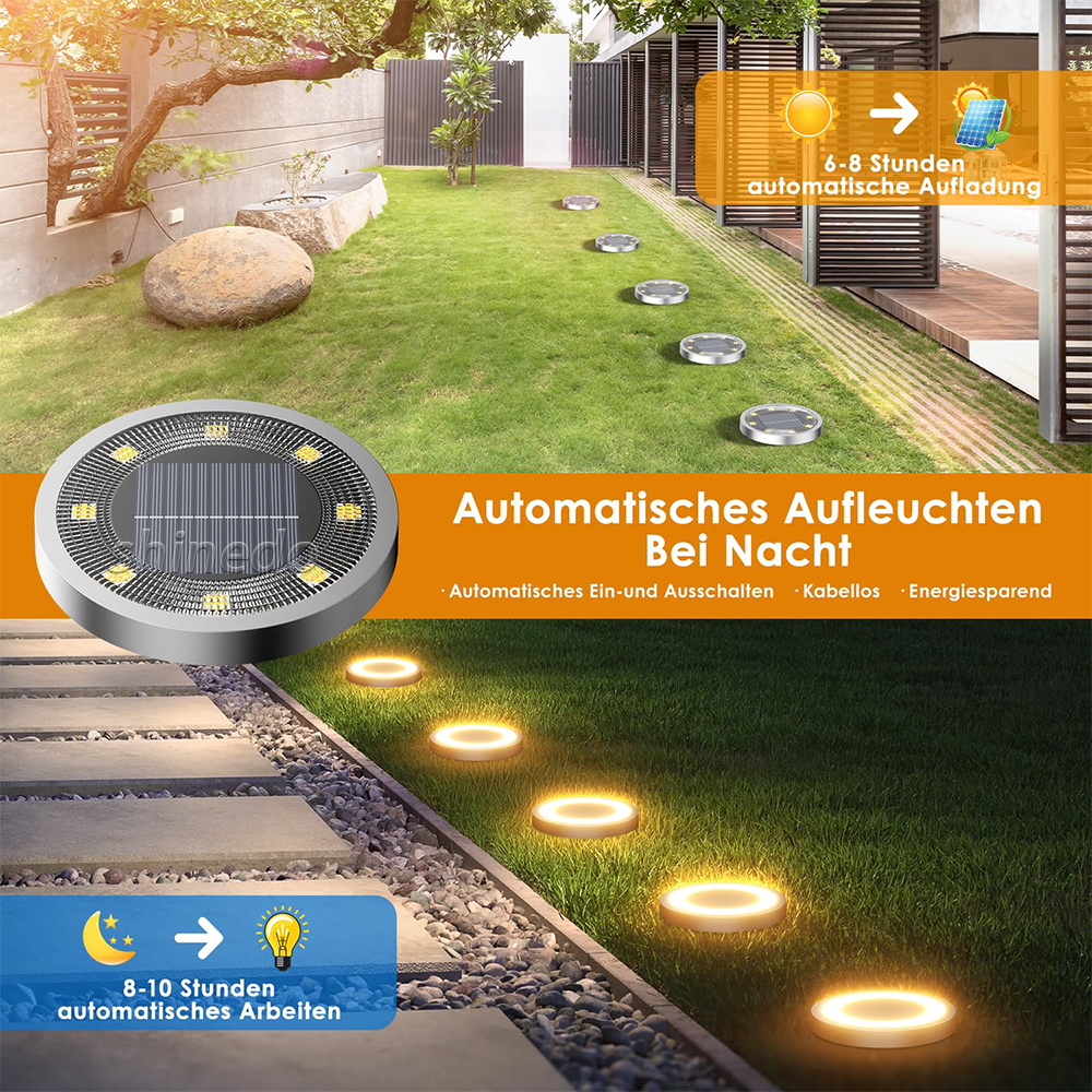 Solar Pavement Light Ip65 Waterproof Yard Solar Power 8 Led 10Led Light Lamp Patio Lawn Decor Solar LED Garden Disk Ground Light SD-SL2148
