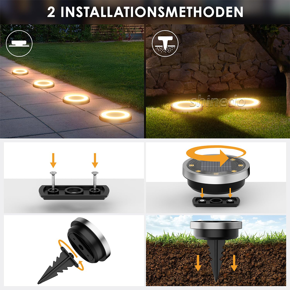 Solar Pavement Light Ip65 Waterproof Yard Solar Power 8 Led 10Led Light Lamp Patio Lawn Decor Solar LED Garden Disk Ground Light SD-SL2148