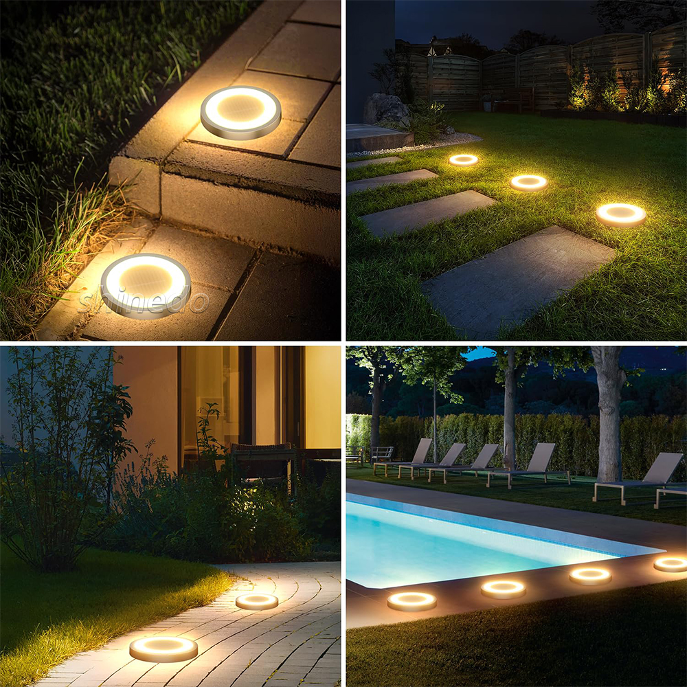 Solar Pavement Light Ip65 Waterproof Yard Solar Power 8 Led 10Led Light Lamp Patio Lawn Decor Solar LED Garden Disk Ground Light SD-SL2148