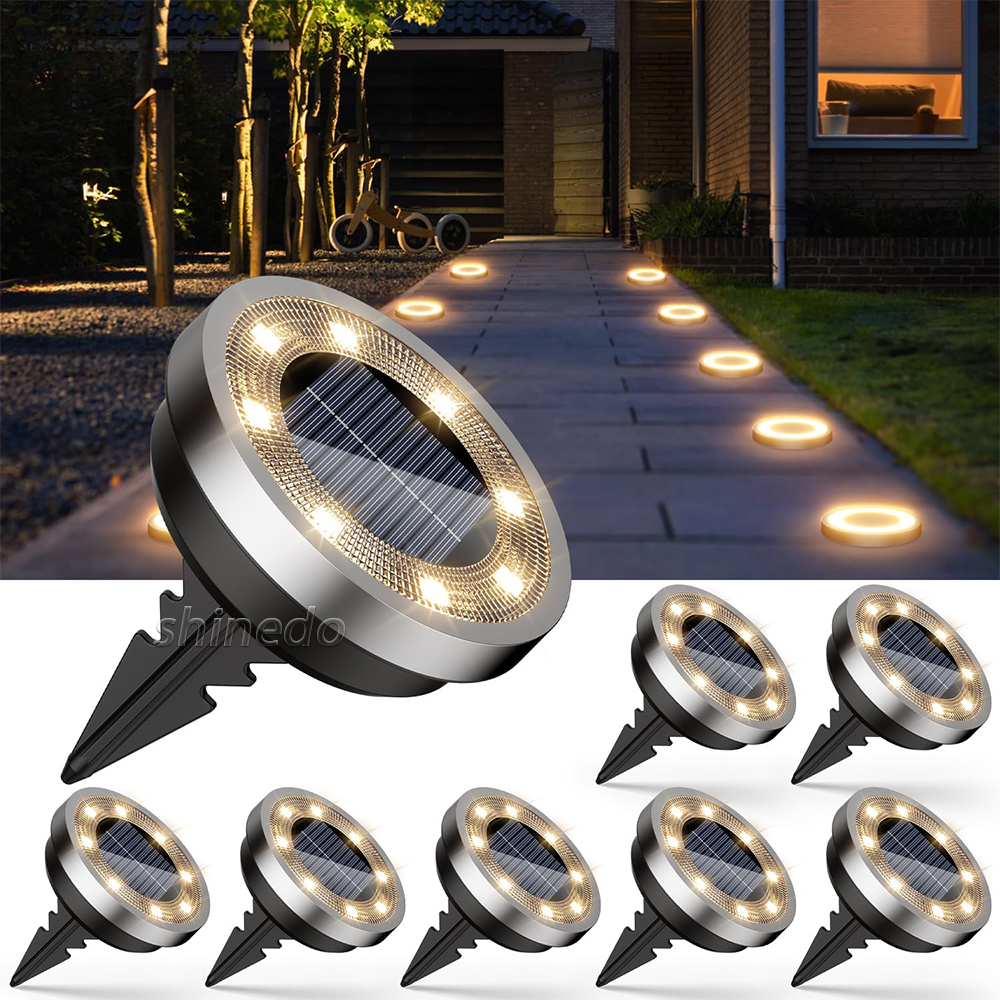 Solar Pavement Light Ip65 Waterproof Yard Solar Power 8 Led 10Led Light Lamp Patio Lawn Decor Solar LED Garden Disk Ground Light SD-SL2148