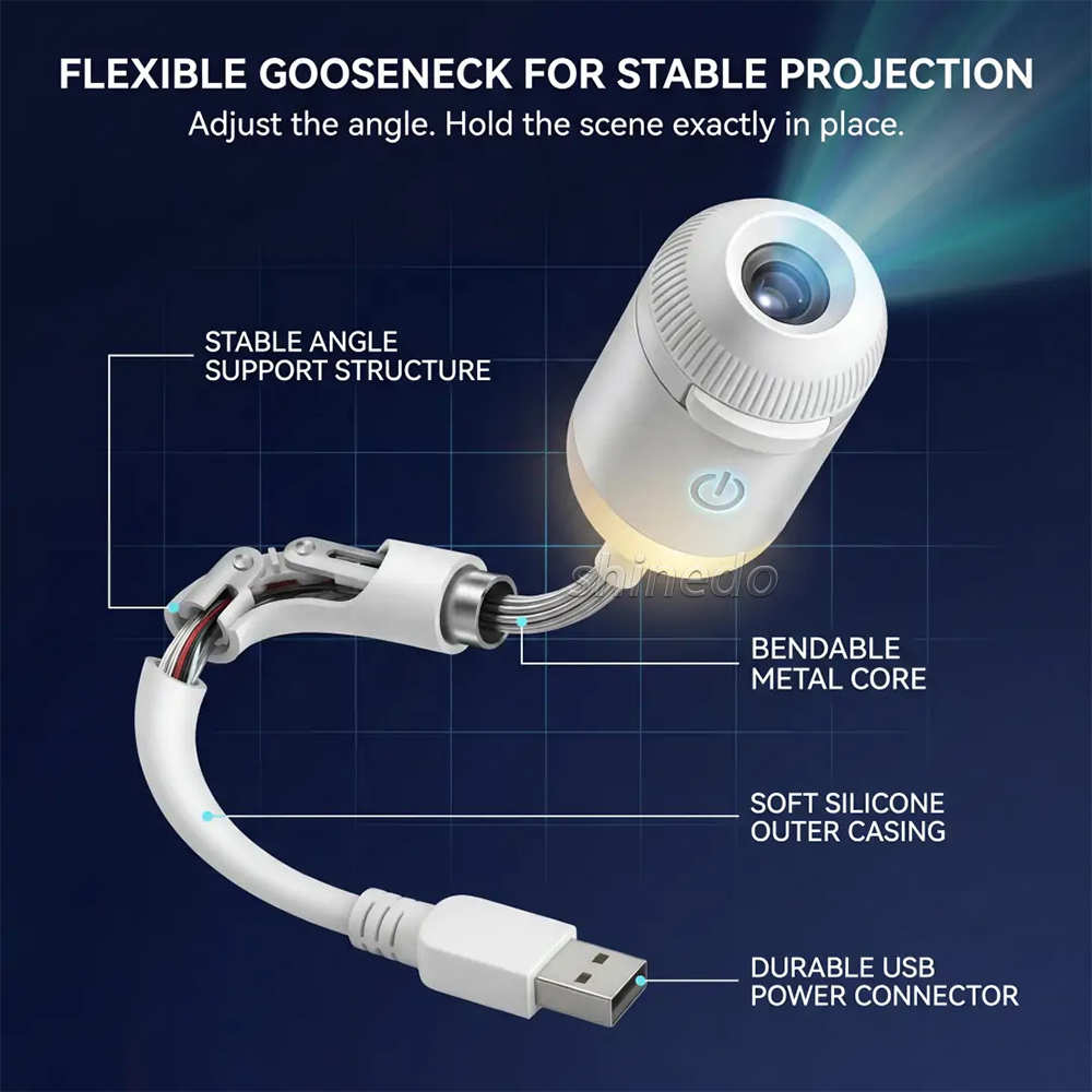 Star Projector Galaxy Night Light 360° Rotatable USB LED Atmosphere Lamp with Remote Control for Bedroom Home Decor