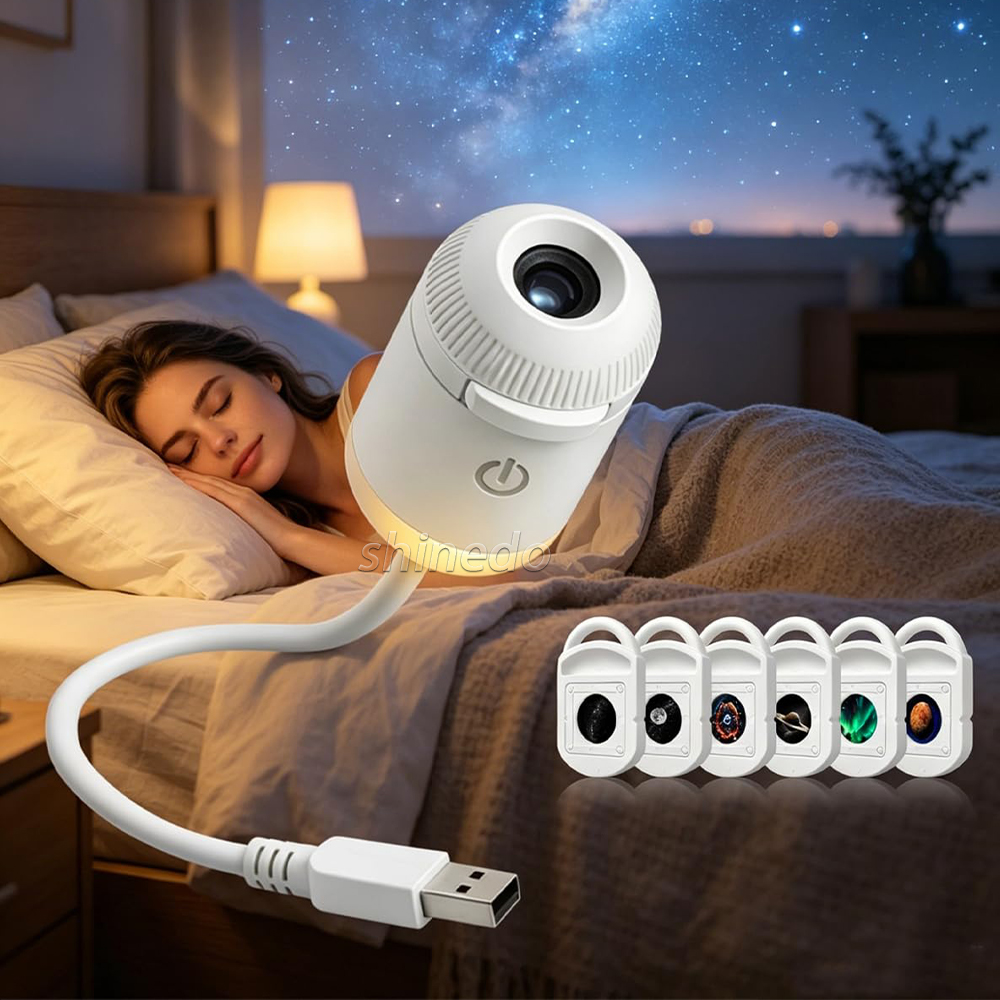Star Projector Galaxy Night Light 360° Rotatable USB LED Atmosphere Lamp with Remote Control for Bedroom Home Decor