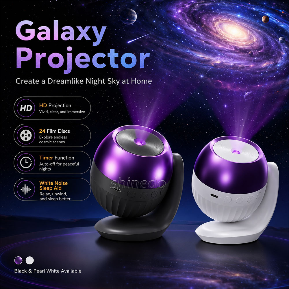Galaxy Projector – HD 24 Film Discs Timer White Noise Sleep Aid Night Light for Kids Bedroom Gift Home Decor