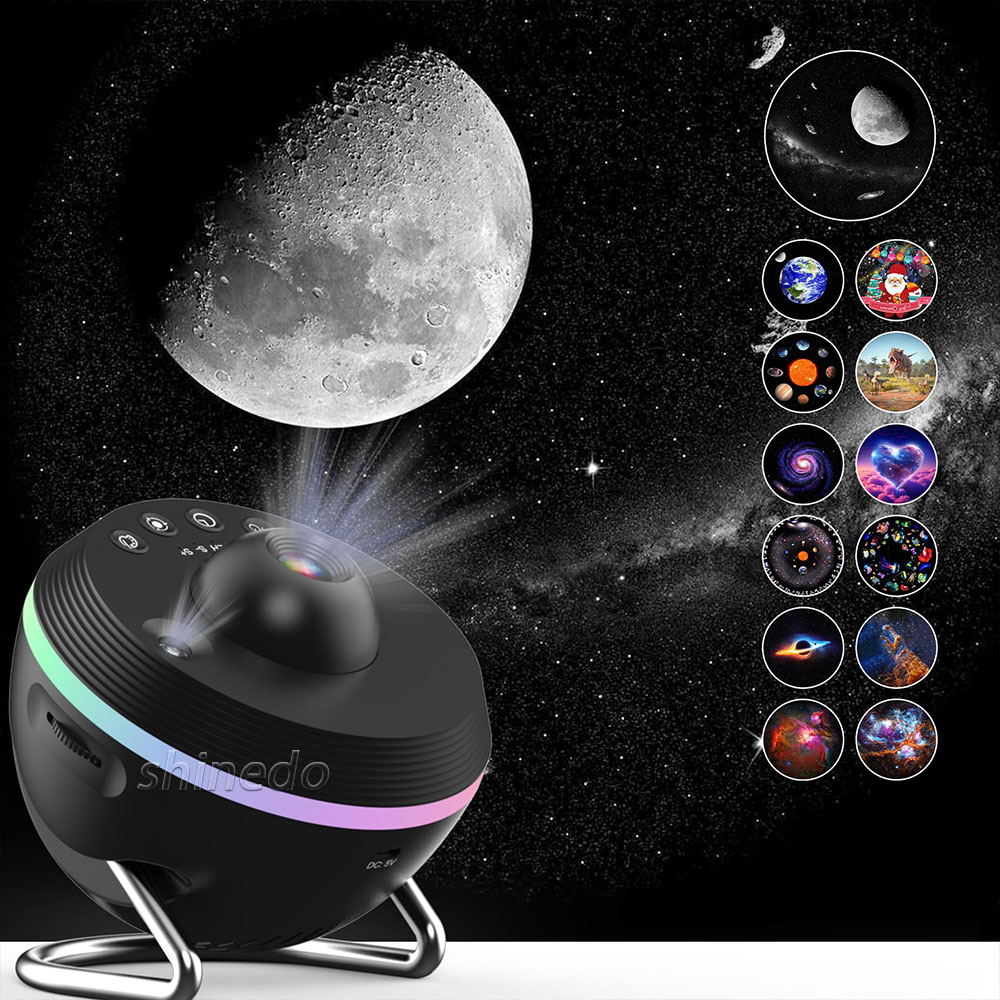 Galaxy Projector with 134K Film Discs – 6 Colors Rotation Timer Meteor Starry Night Light for Home Bedroom Decor Gift