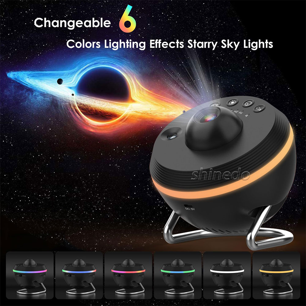 Galaxy Projector with 134K Film Discs – 6 Colors Rotation Timer Meteor Starry Night Light for Home Bedroom Decor Gift