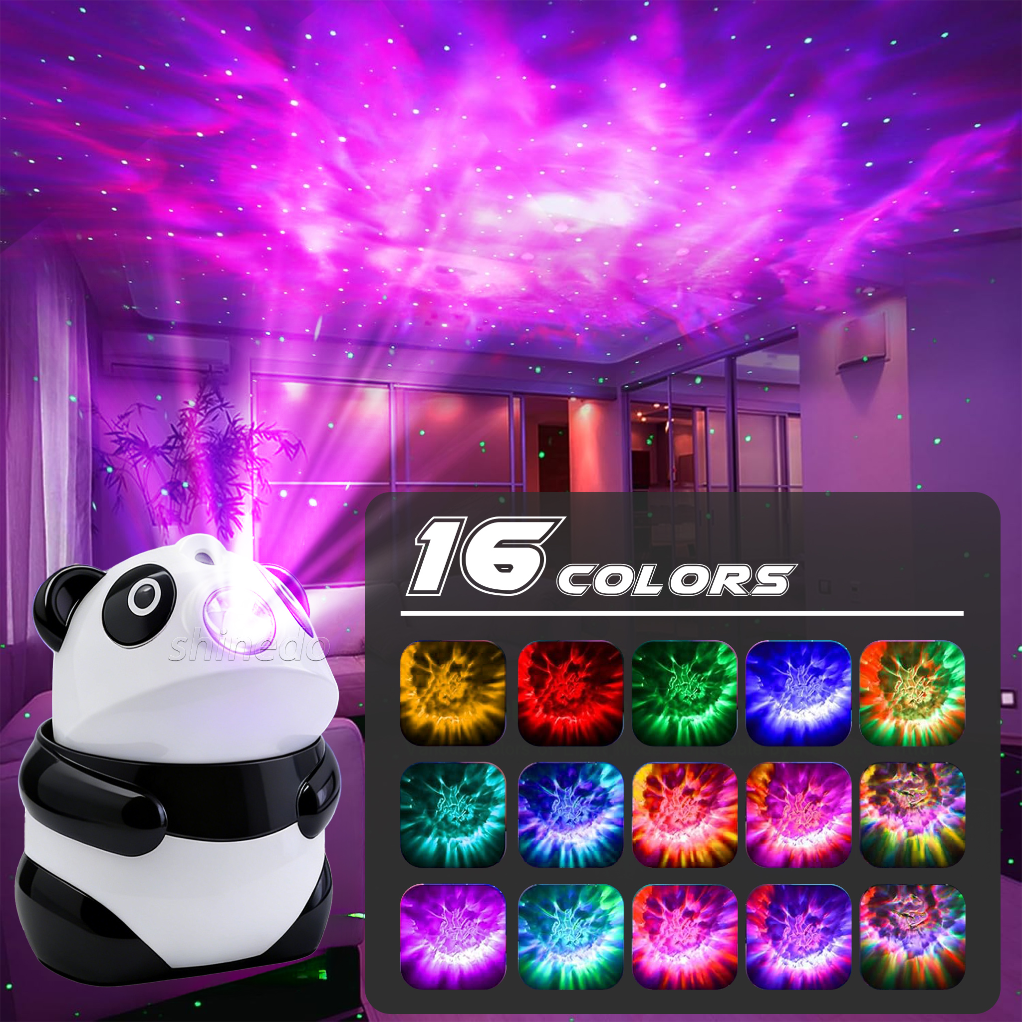 Smart Laser Starry Sky Night Light – Shooting Galaxy Projector with Remote Timer for Room Decor, Perfect Gift (Panda Design)