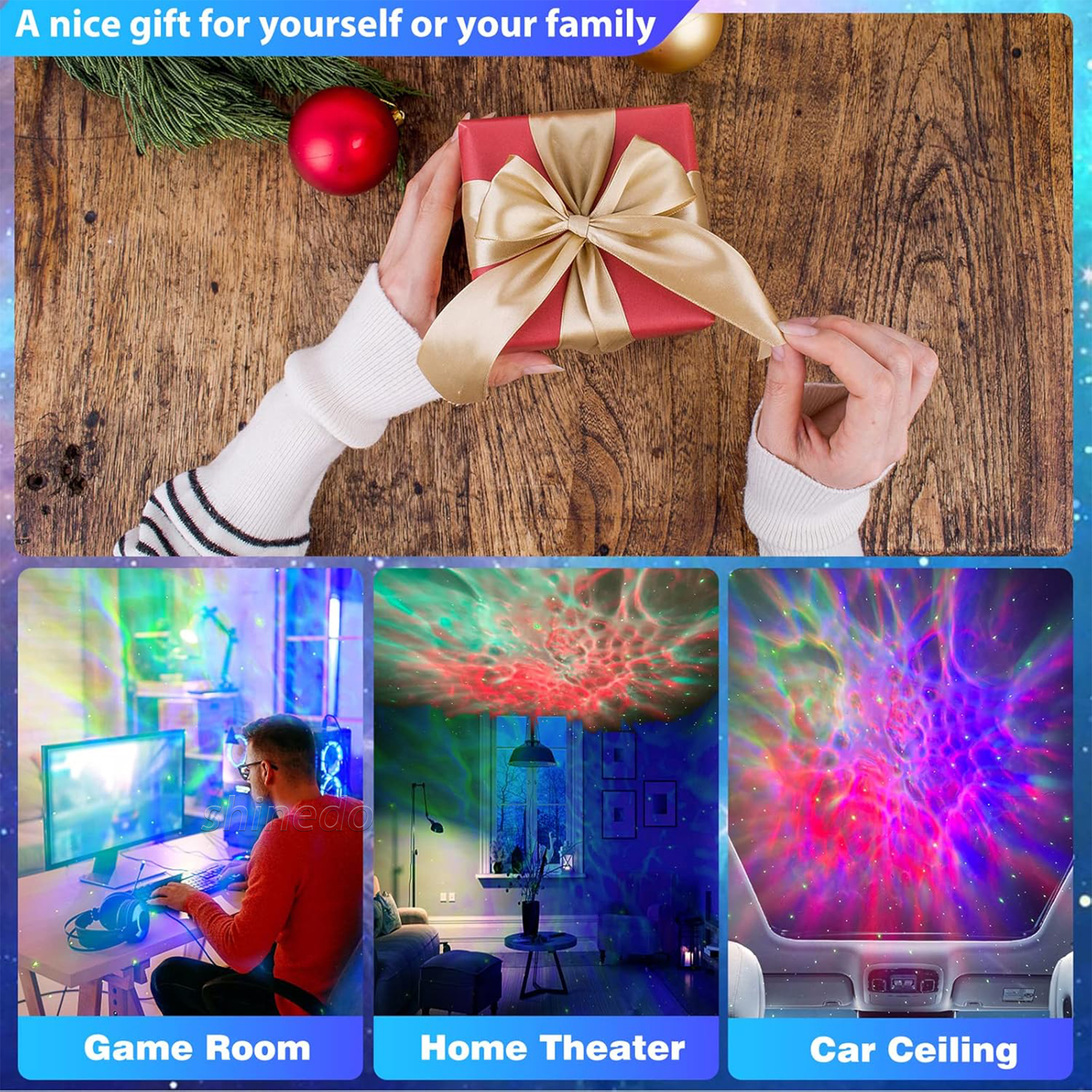 Smart Laser Starry Sky Night Light – Shooting Galaxy Projector with Remote Timer for Room Decor, Perfect Gift (Panda Design)