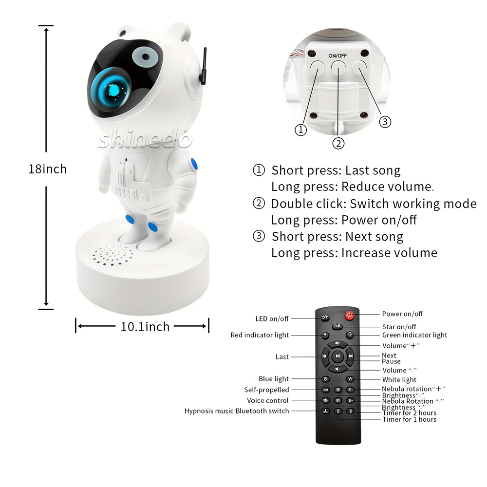  Kids Astronaut Galaxy Star Projector – Starry Night Light with Bluetooth Speaker & Remote Control for Bedroom Decor Gift