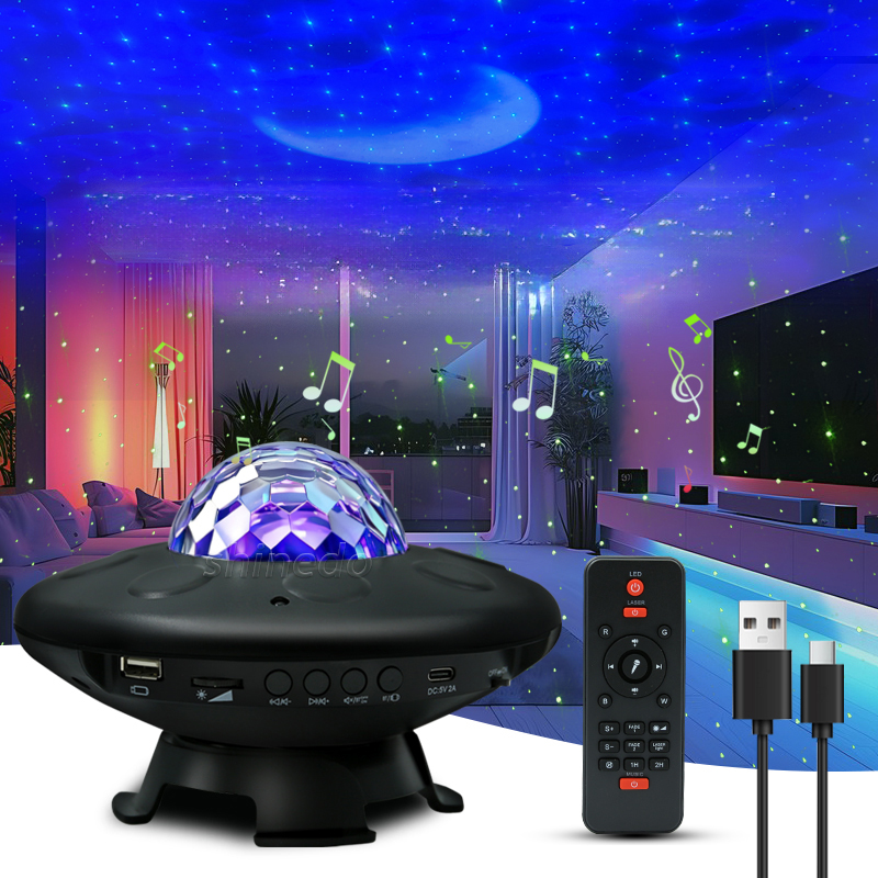 UFO LED Projector Lamp – BT Music Speaker Starry Sky Projector with Remote Control & Timer for Kids Gift Ceiling Night Light Aurora Galaxy