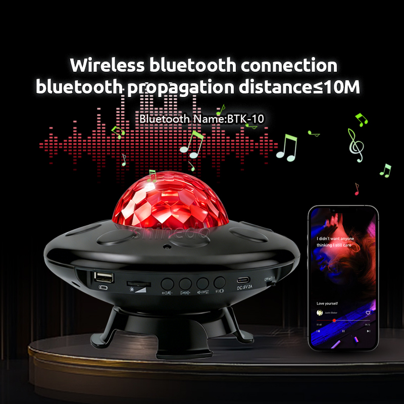 UFO LED Projector Lamp – BT Music Speaker Starry Sky Projector with Remote Control & Timer for Kids Gift Ceiling Night Light Aurora Galaxy