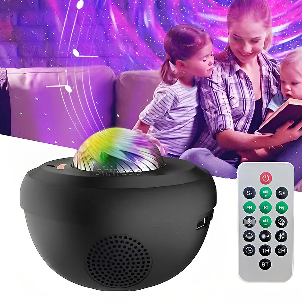  USB Mini Galaxy Night Light – Round Starry Sky Nebula Projector with Sound & Timer for Kids Gift Bedroom Decor